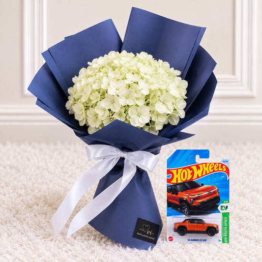 hortensia Blanco + Carrito hotweels