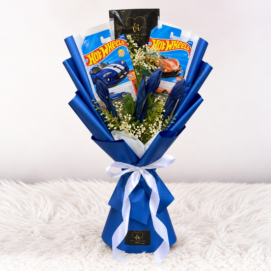 Ramo de 3 Tulipanes Azules + Carritos HotWheels