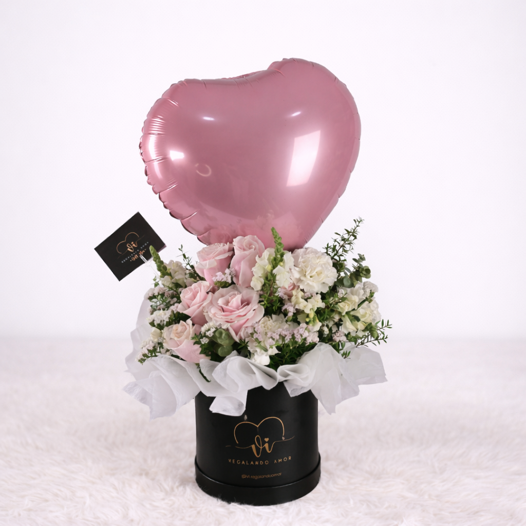Box Ternura - Caja de flores con globo