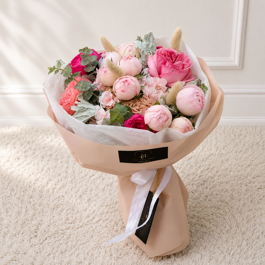Ramo Luna Rose – Rosas inglesas con hortensias