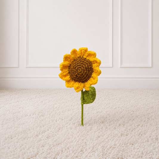 Girasol tejido en lana - Flores amarillas
