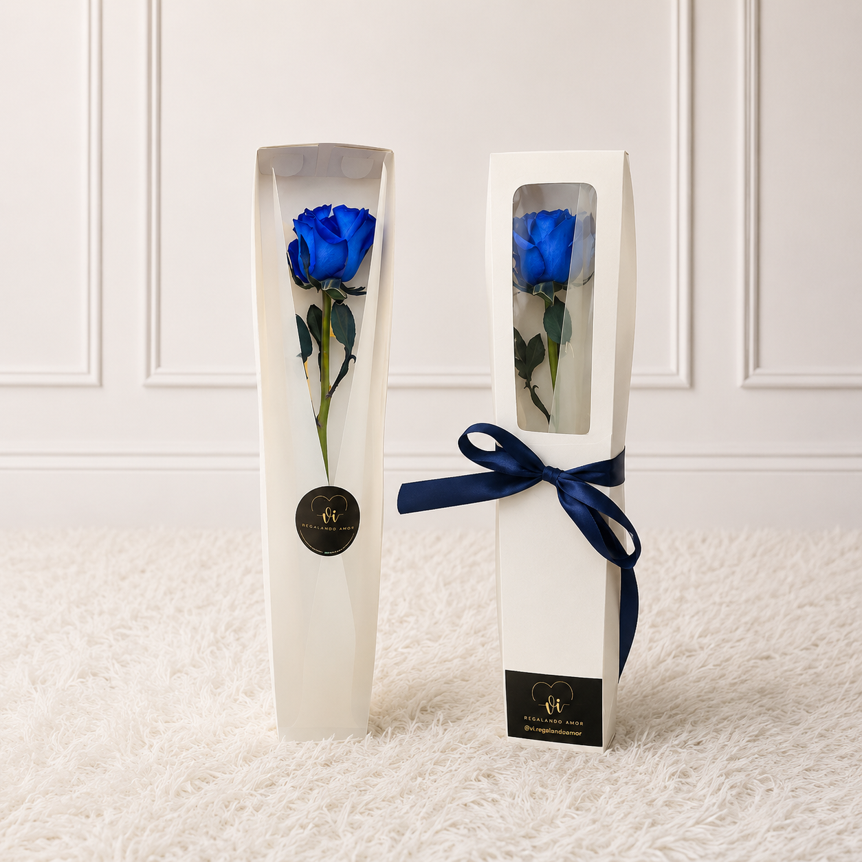 caja de 1 rosa azul