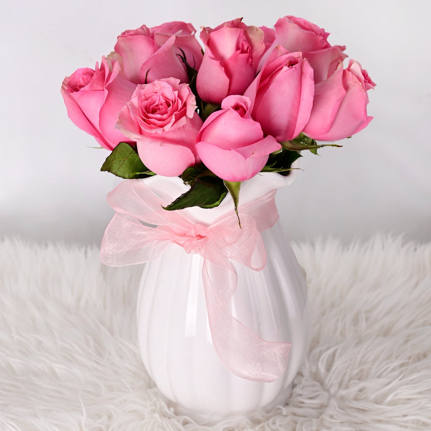 Florero Emma - Rosas rosadas