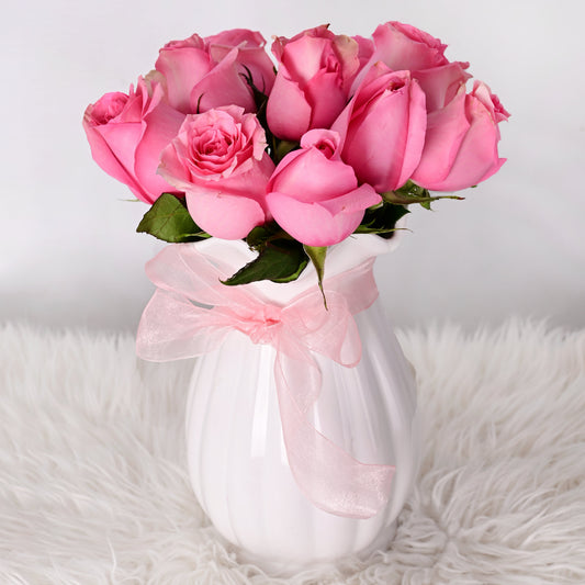 Florero Emma - Rosas rosadas