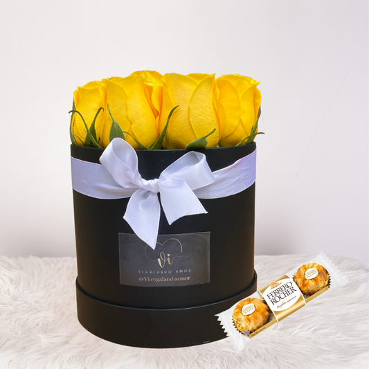 Box Dual - Box Clasico Rosas Amarillas + Ferrero Rocher 3u