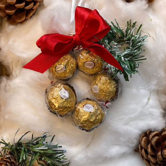 MIni corona de ferrero rocher de 5 unidades navideño