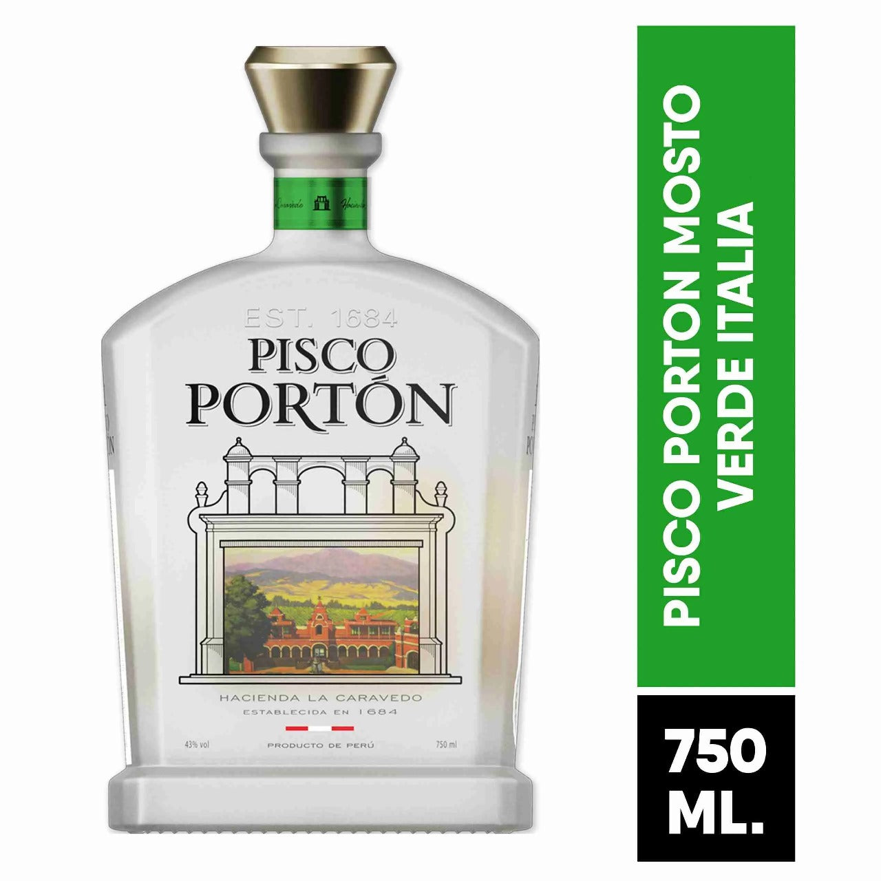 Pisco Portón Mosto Verde Mollar - Botella de 750 ml