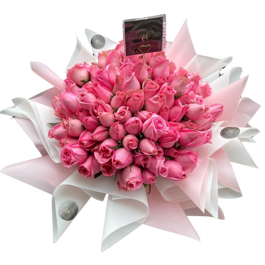 Ramo de 100 rosas rosadas