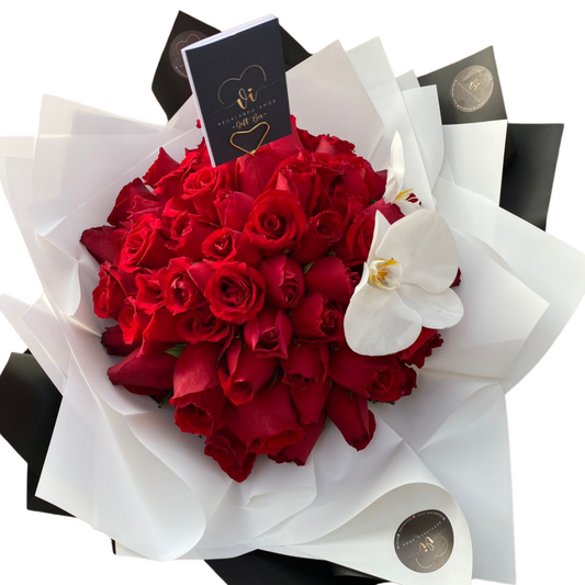 Ramo de 80 rosas + orquideas