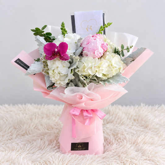 Ramo zayla - Ramo de 1 peonia con orquidea