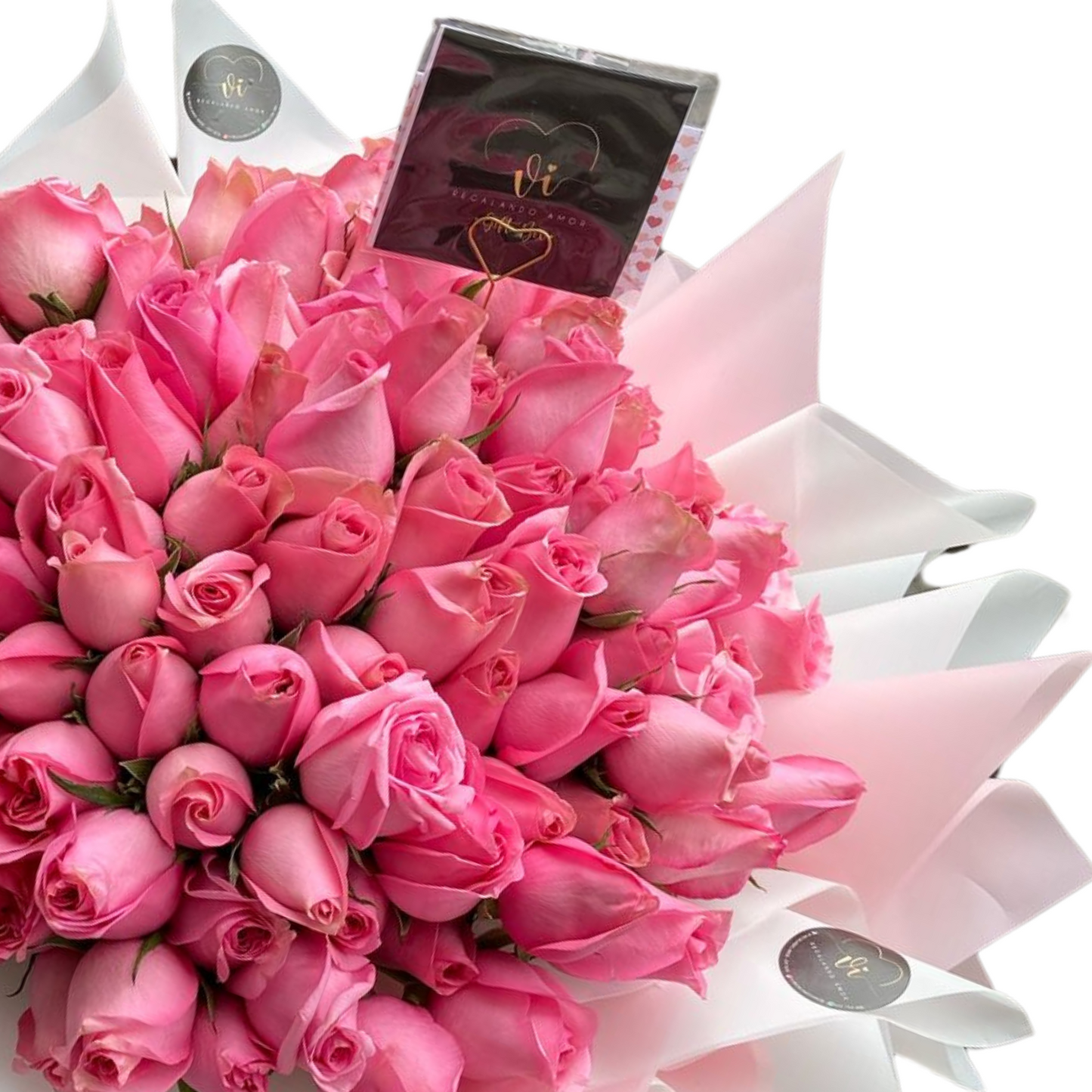 Ramo de 100 rosas rosadas