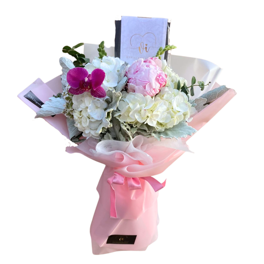 Ramo zayla - Ramo de 1 peonia con orquidea