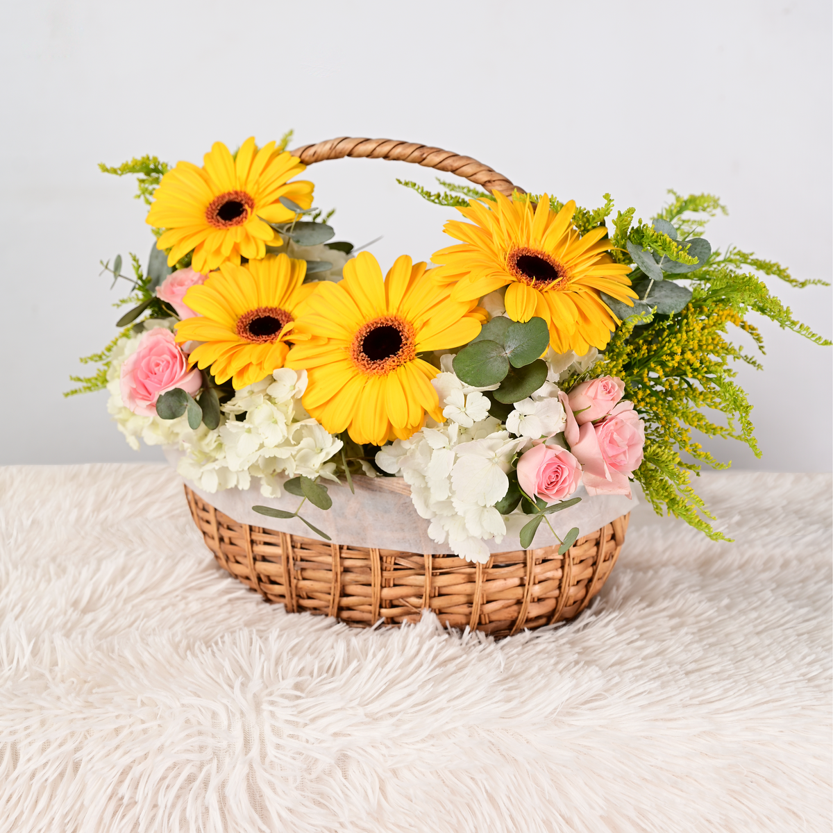 Canasta Kira - Flores amarillas