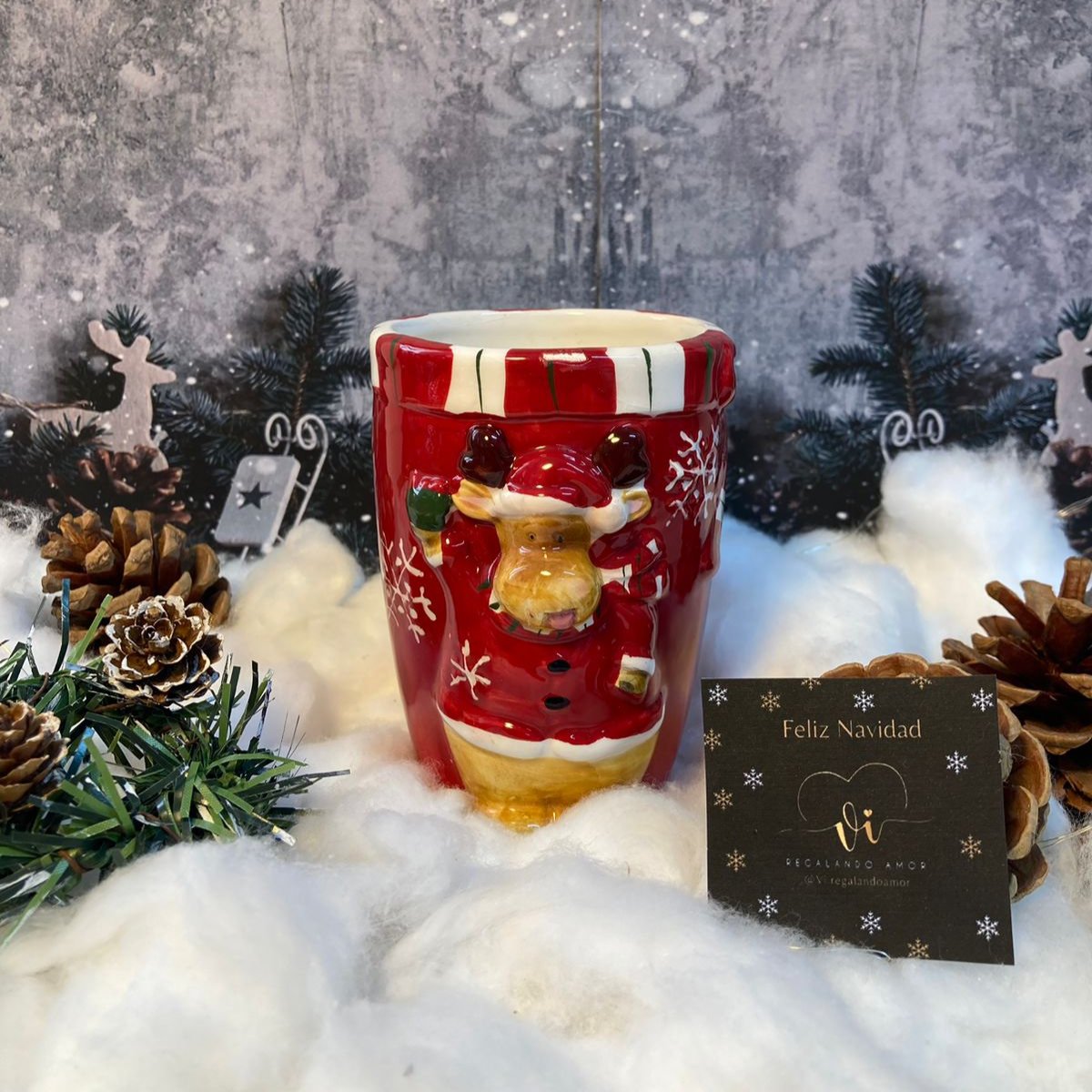 Vaso navideño de reno 3D