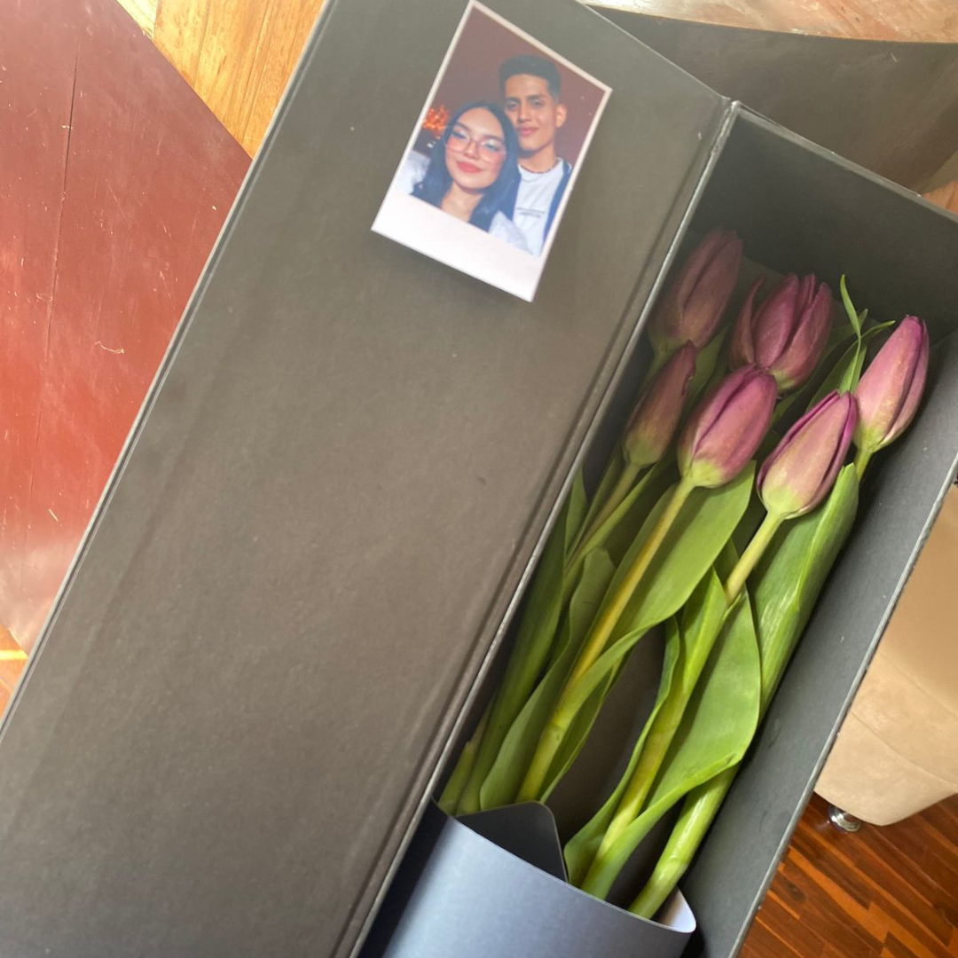  Box Luxury Tulipanes Iris contiene 6 tulipanes en una variedad de colores según disponibilida