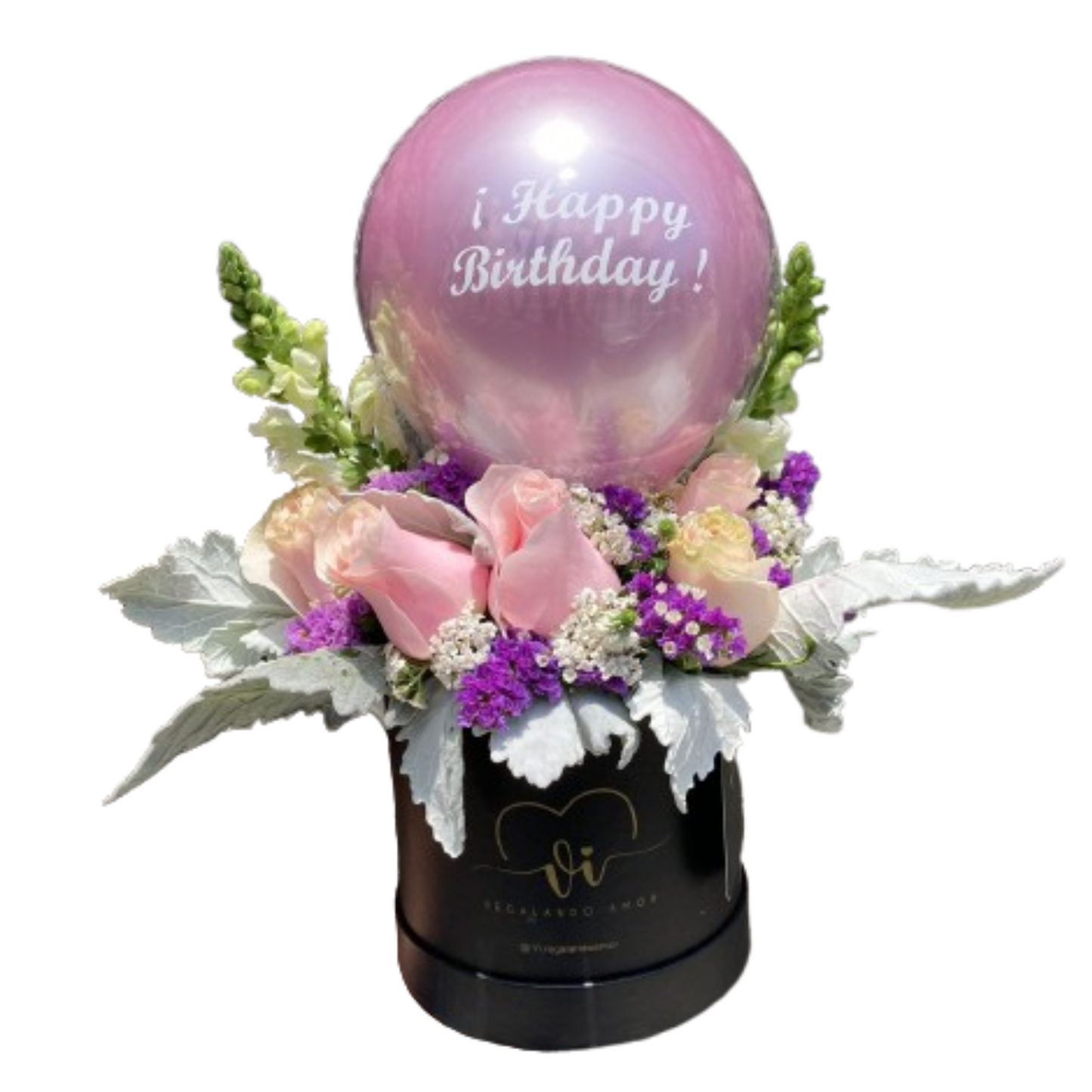 Box Floral Fortuna - Rosas Rosadas