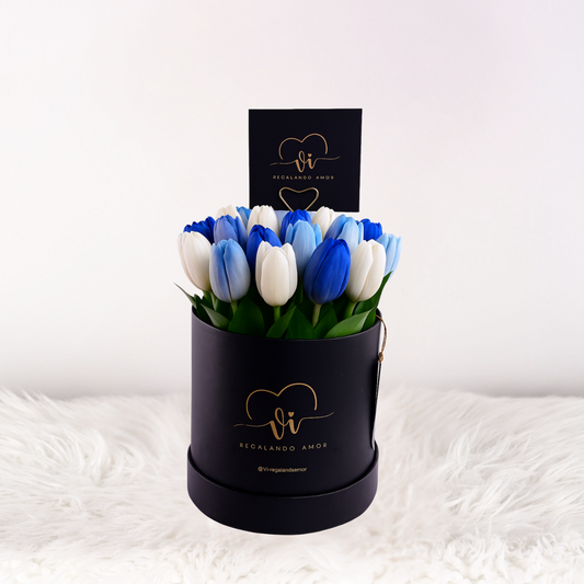 Box de 25 tulipanes - Flores azules