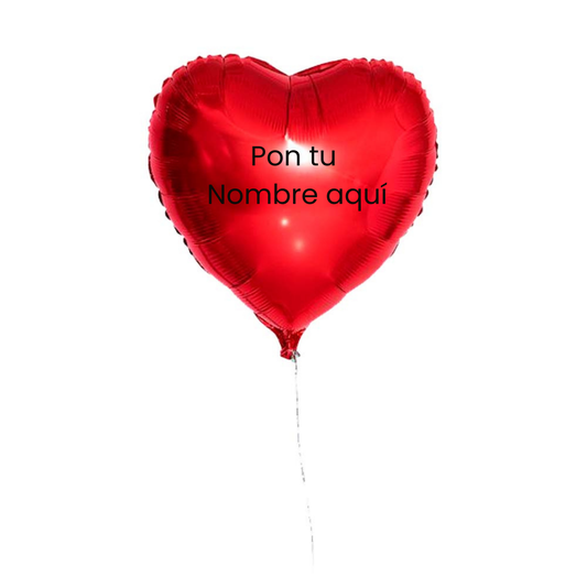 1 Globo Corazón Rojo Personalizado con Helio