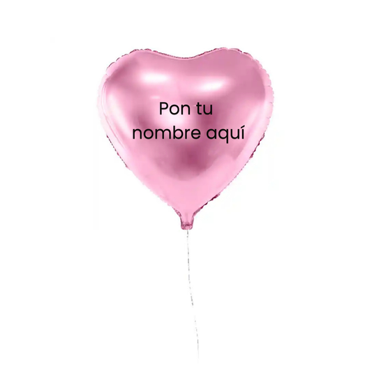 1 Globo Corazón Rosado Personalizado con Helio