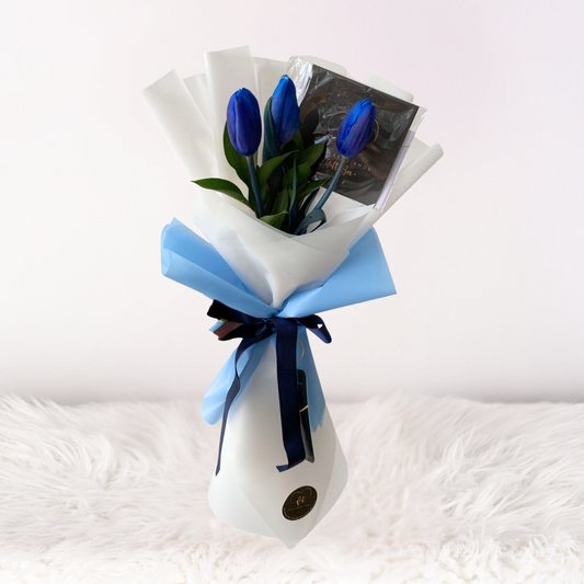 Mini Ramo de 3 Tulipanes Azules