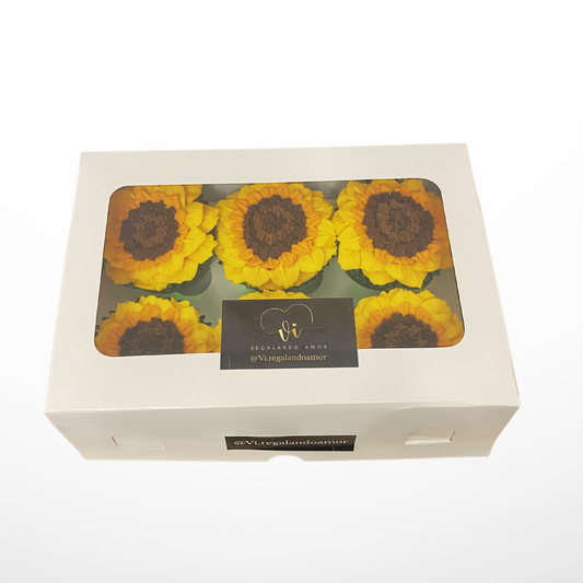 Cupcake 6 unidades - Flores amarillas
