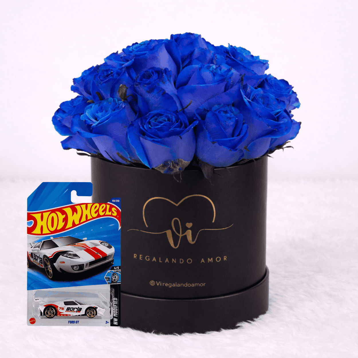 Box de 20 Rosas Azules + Carrito Hot Wheels