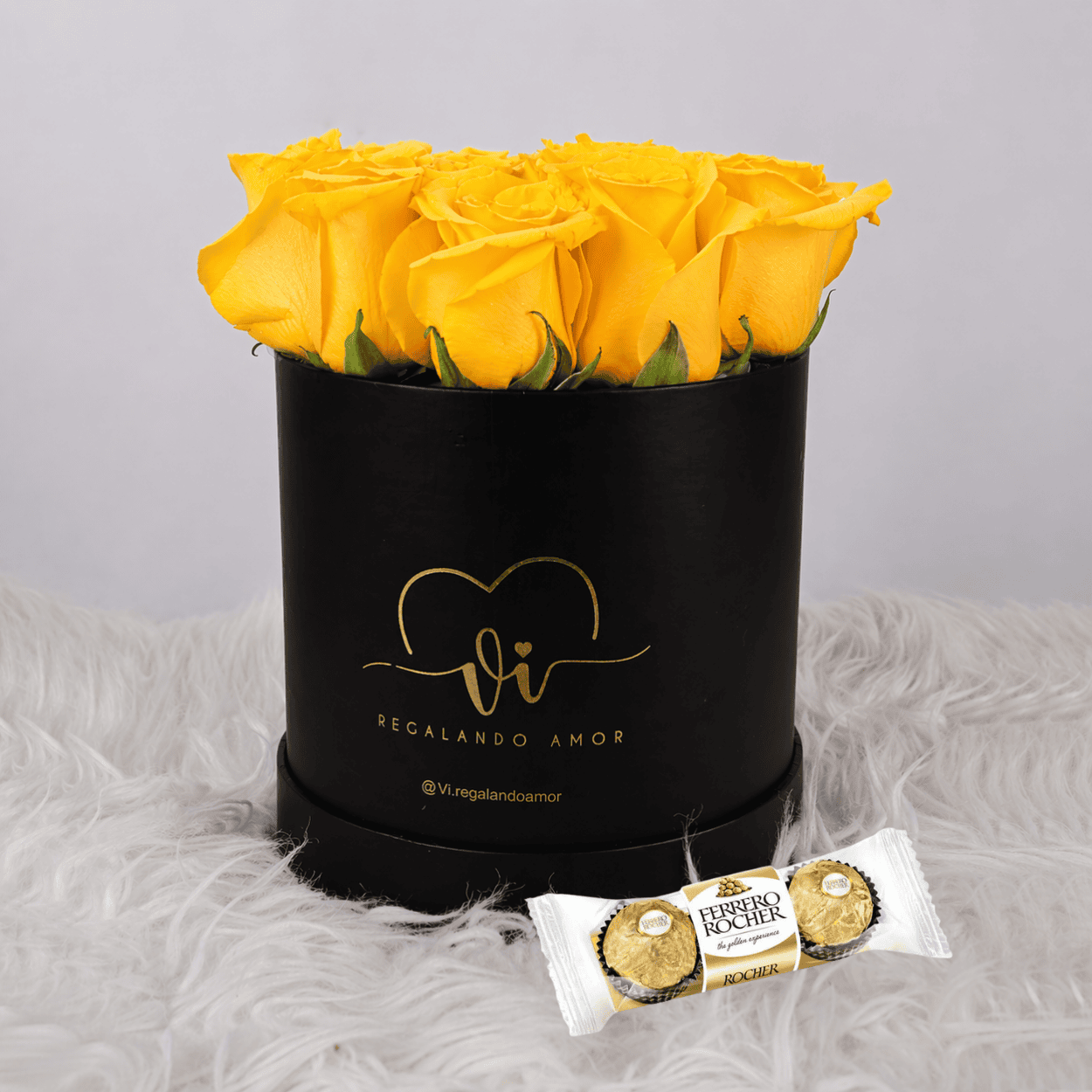 Box Dual - Box Clasico Rosas Amarillas + Ferrero Rocher 3u