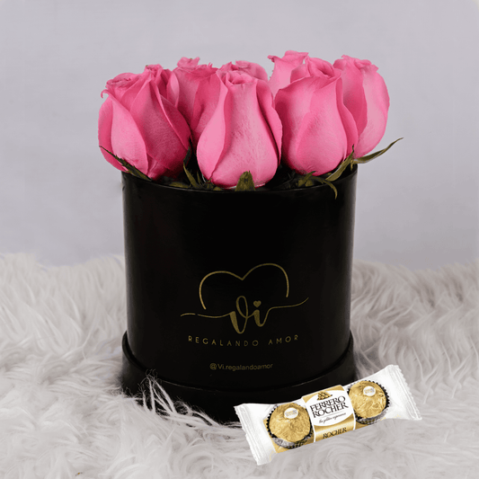Box clasico de rosas rosadas + Chocolate