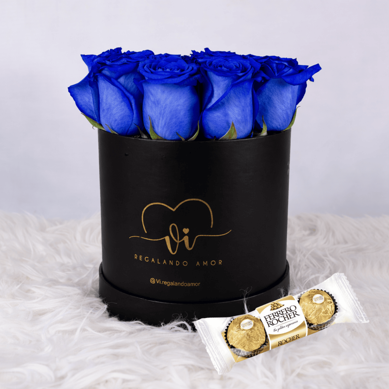 Box Dual - Box Clasico Rosas Azules+ Ferrero Rocher 3u