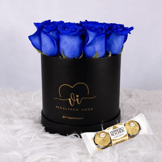 Box Dual - Box Clasico Rosas Azules+ Ferrero Rocher 3u