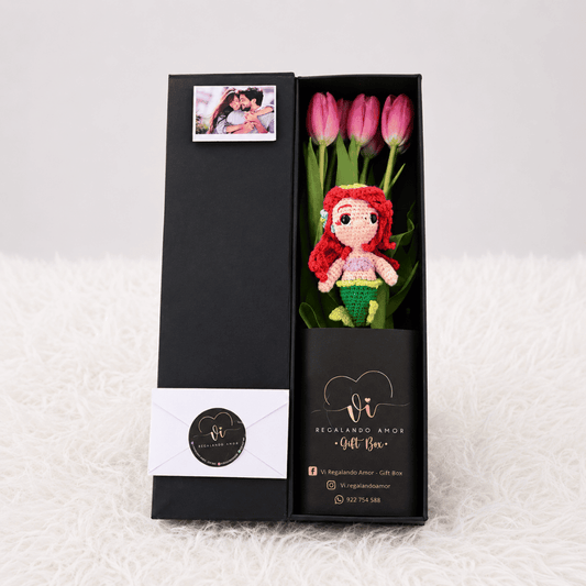 Box Luxury Tulipanes Fucsia + Ariel