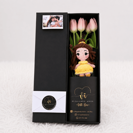 Box Luxury Tulipanes Rosados + Bella