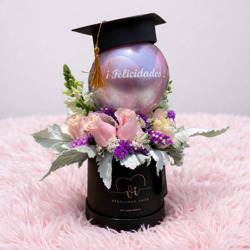 rosas rosadas birrete - graduacion