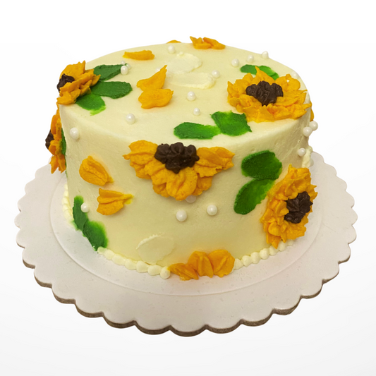 Mini torta flores amarillas - Torta de chocolate