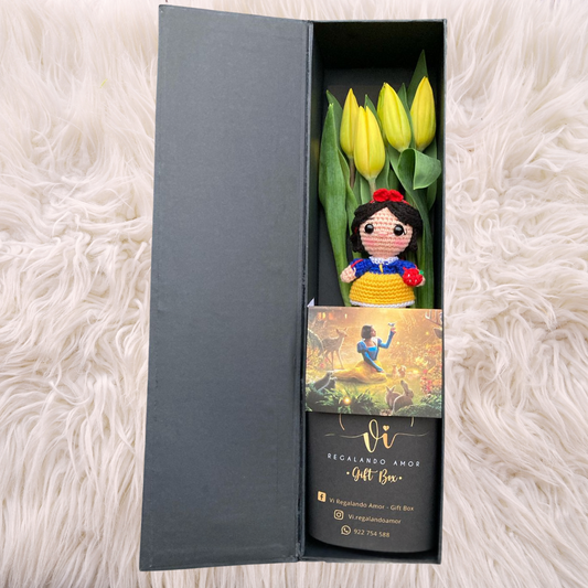 Box Luxury Tulipanes + Mini Blanca Nieves👑