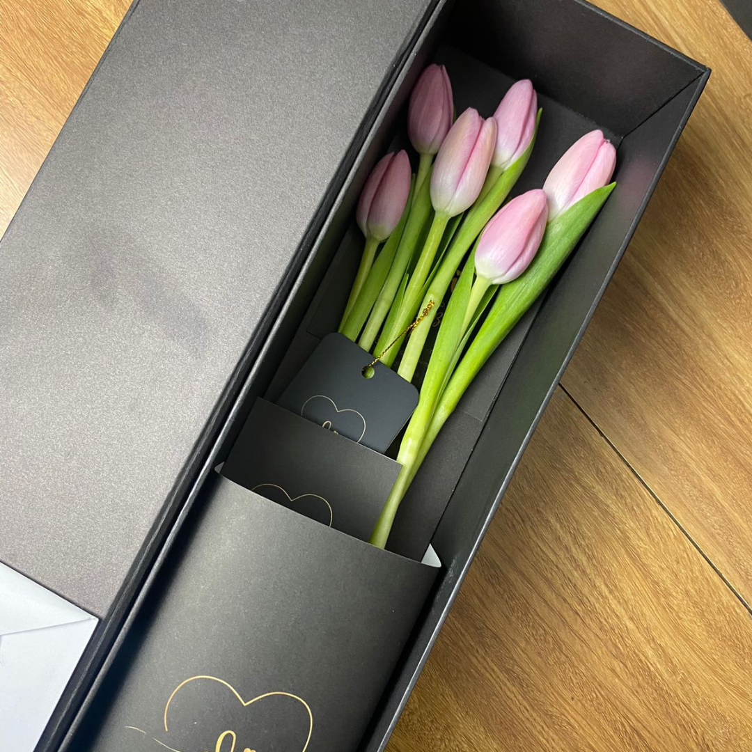 Box Luxury Tulipanes Rosados